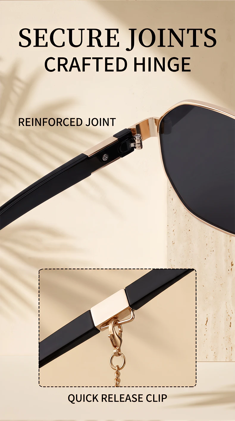Achteck Vintage Sonnenbrille Frauen mit Kette Luxusmarke sexy quadratische Sonnenbrille für Damen Punk Brillen Sonnenbrillen uv400 – Detail 6