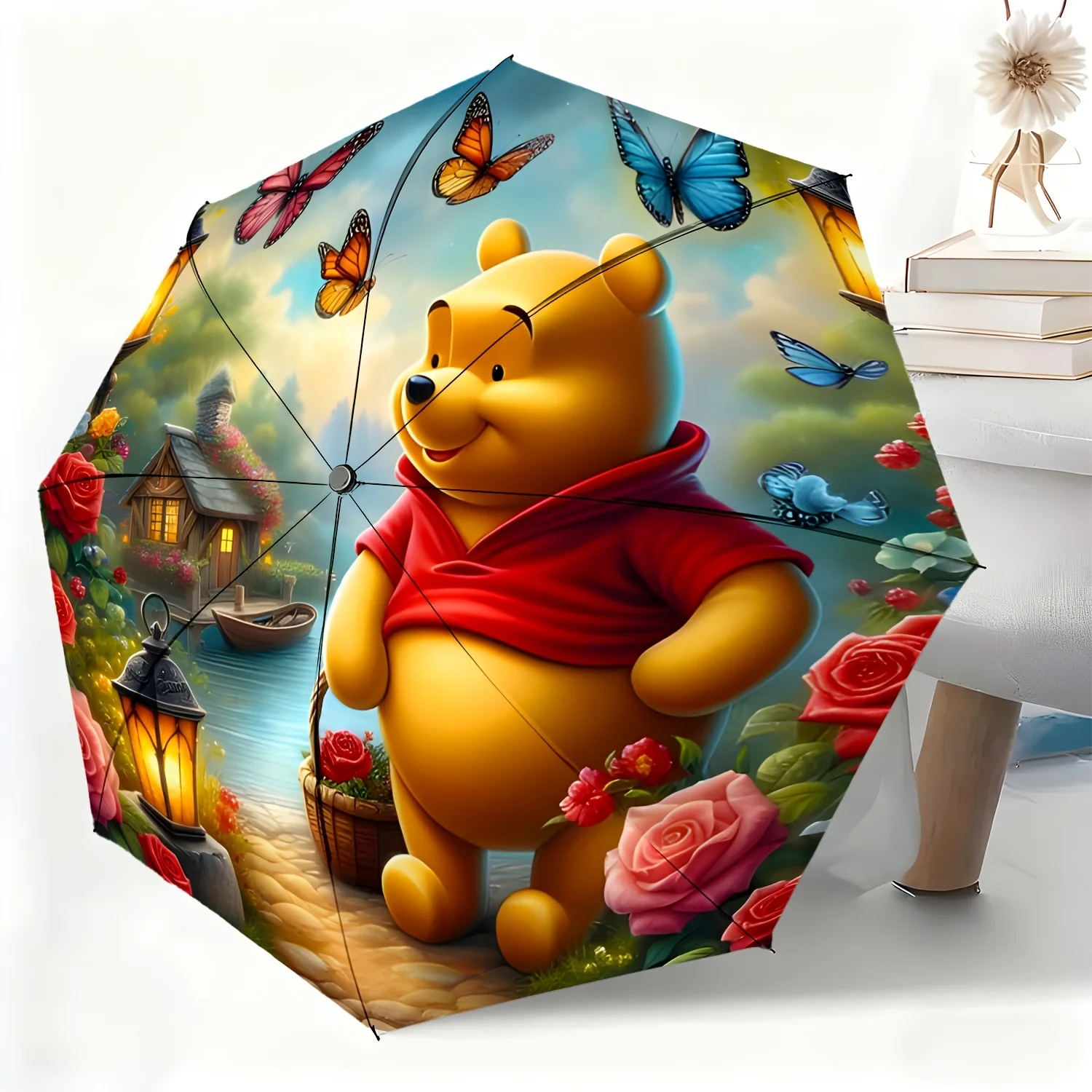 

Автоматический зонт Disney Winnie the Pooh, 1 шт., всепогодный зонт двойного назначения для любых случаев, портативный складной зонт, Chr