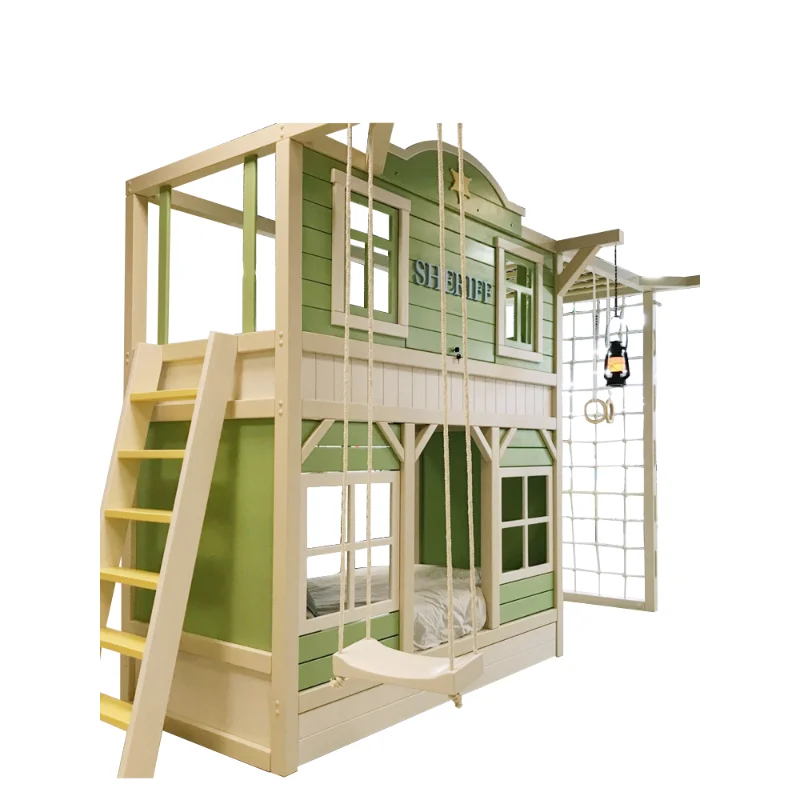 Boys' tree house bed Indoor playhouse Climbing teen bed Light luxury bunk bed Upper and lower width house bed