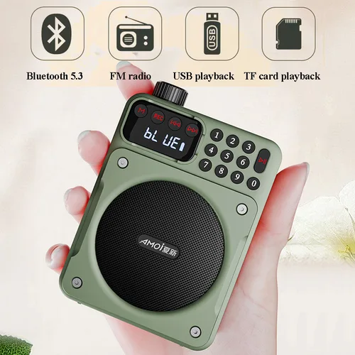 Imagen 1 del producto Mini Radio FM Digital con pantalla HD, radios de 76-108mhz, altavoz inalámbrico Bluetooth 5,3, amplificador de voz portátil con ranura USB para tarjeta TF