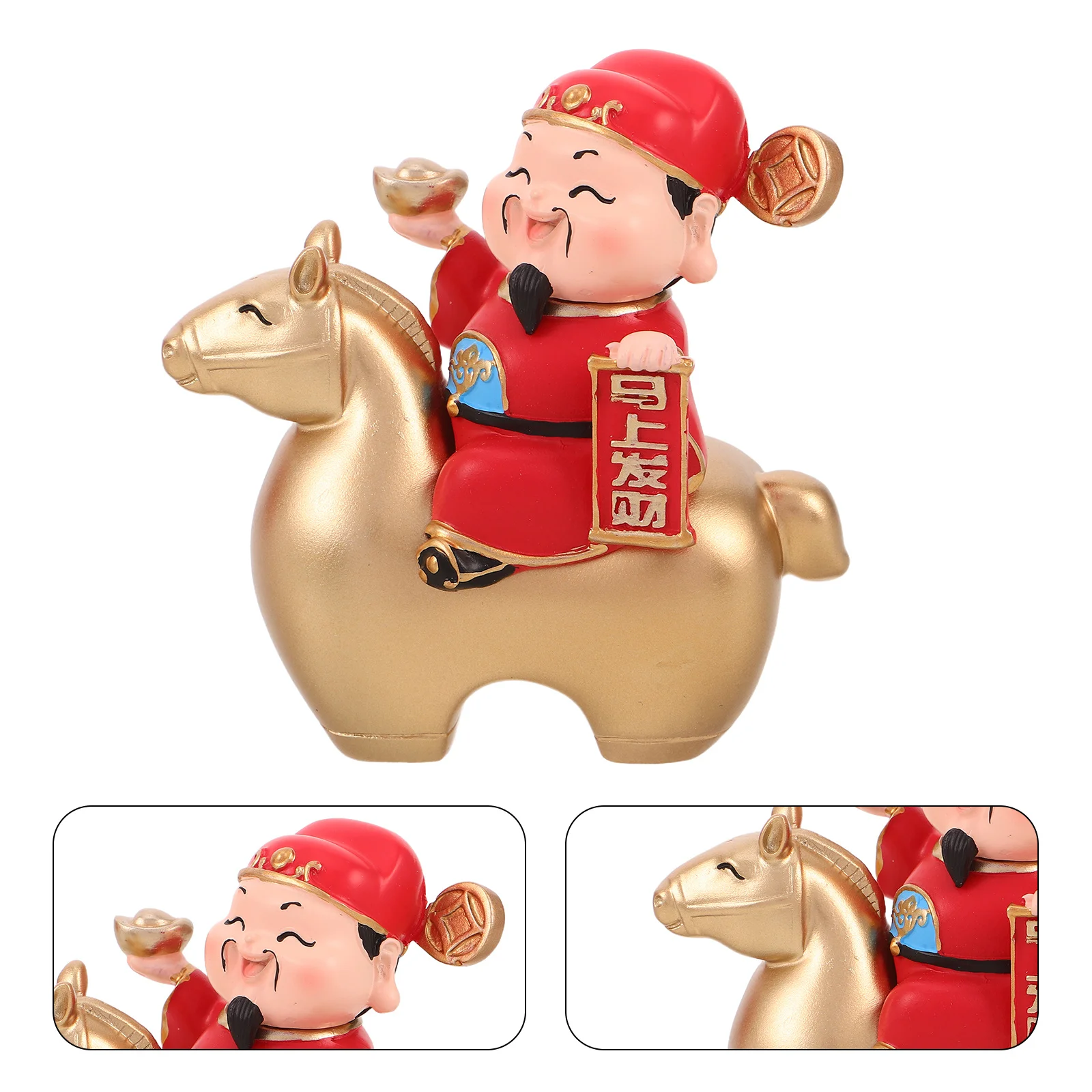 

Resin Feng Shui Cai Shen Statue Year of Horse Prosperity Wealth God Riding Horse Lucky Home Office Decoration Chinese New Year
