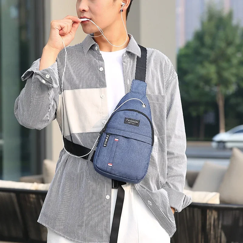 Chest Bag Solid Color Men Chest Bag Outdoor Casual Fashion One Shoulder Crossbody Bag Men\'s Waterproof Large Capacity Fanny Pack