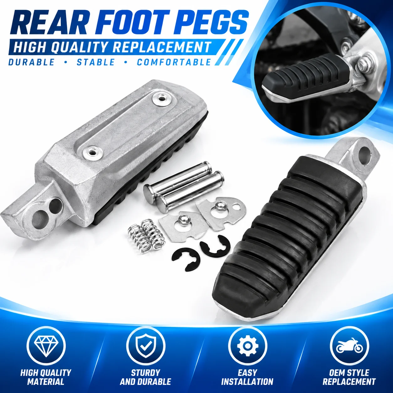 Hayabusa Rear Footrests Foot Pegs Fit For GSX650F GSX1300R GSXR1300 SV650 SV650S SV1000 SV1000S TL1000R V-storm 650 DL650 DL1000