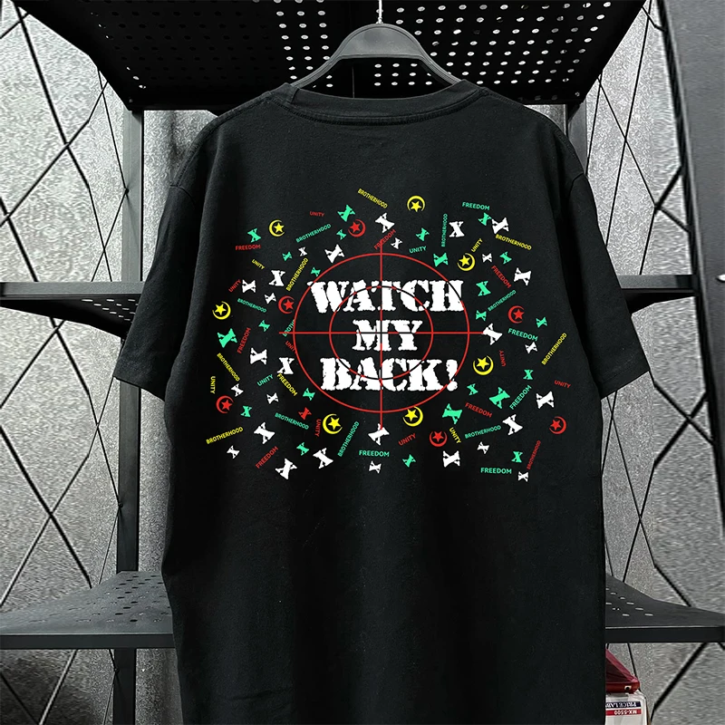 American Style Short Sleeve T-Shirt round Neck Hip Hop Vintage Men's Casual Cotton Top Printed Creative Fun Summer Wear