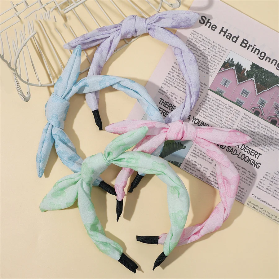 New Fashionable Korean Children's Hairbands Creative Cute Floral Bow Headbands Anti-Slip Headwear Girls' Jewelry Wholesale