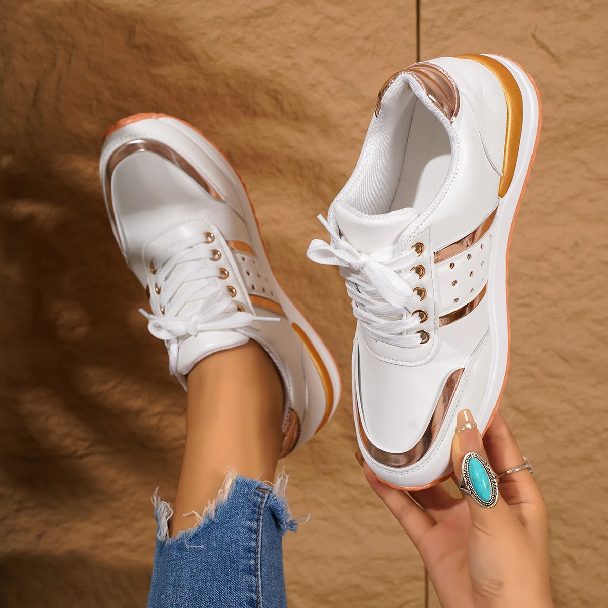 2024 nuove scarpe sportive Casual da donna con piattaforma di tendenza con lacci moda donna sneakers da corsa leggere all'aperto Zapatos De Mujer