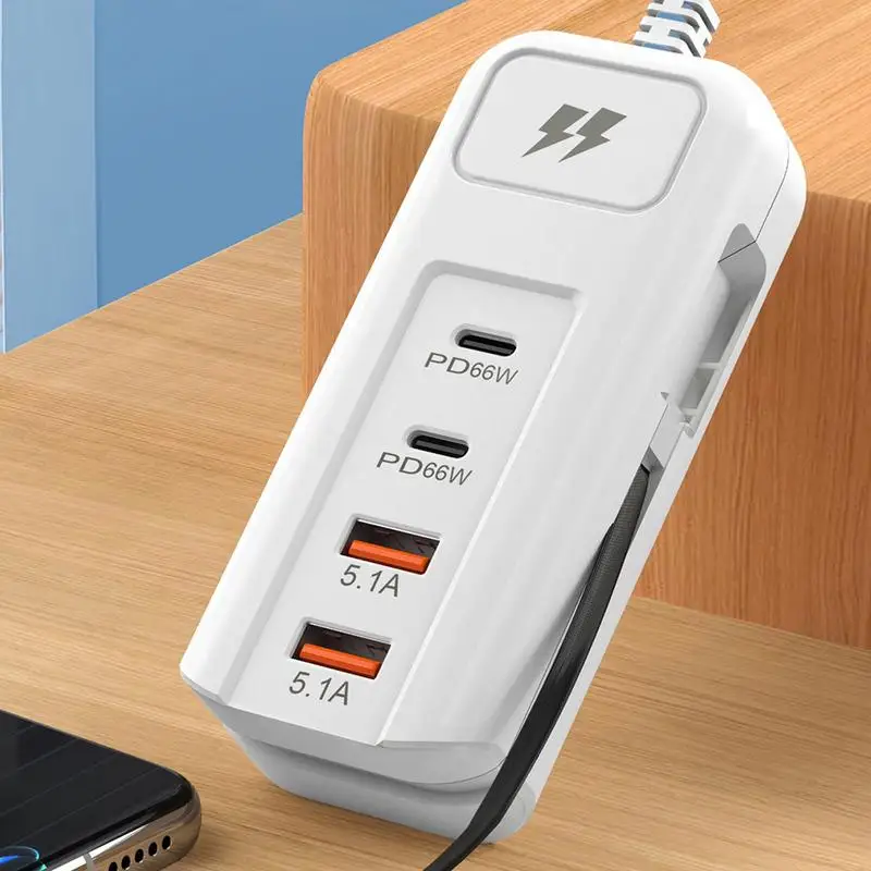 Portable USB Charging Station 4-Ports Multifunctional Fast Charging USB Hub Charger Station for Phone Tablet Multiple Devices