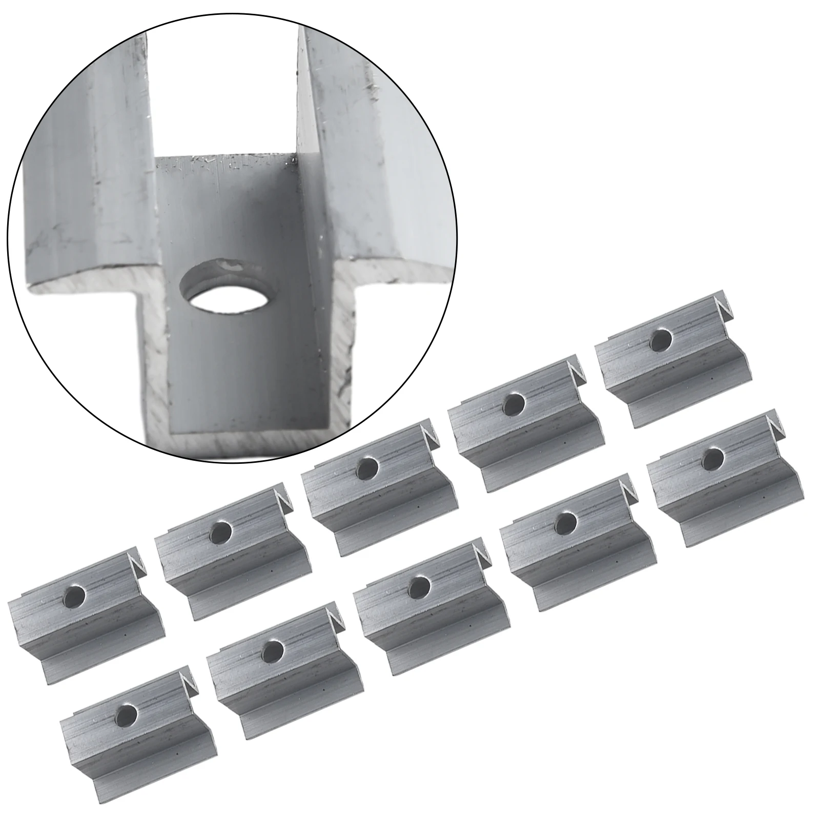 10Pcs PV Middle Clamp for Solar Panel Installation on Aluminum Racking Systems Supporting 25mm to 50mm For Frame Heights