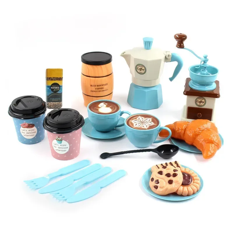 Pretend Play Simulation Coffee Set Tableware Play House/Outdoor Kitchen DIY Afternoon Tea Game Toy For Children Kids Gift