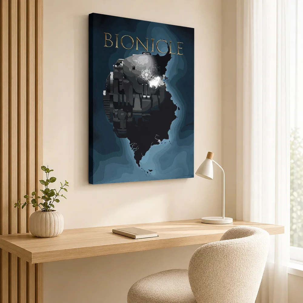 Bionicle Robot Character Framed Canvas Posters Digital Style Canvas Wall Art With Personalized Photo For Study Ideal Gamer Gift
