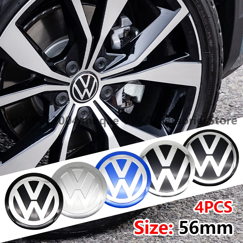 4PCS 56mm Car Wheel Center Hub Cap Sticker Accessories For Volkswagen VW R-line R GTI Polo Golf Touareg Passat Magotan Tiguan