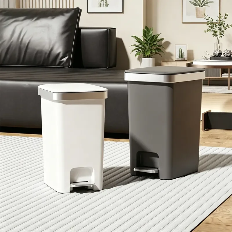 Large Kitchen Trash Can with Wheels Removable Foot Pedal Bin Covered Deodorant Storage Bucket for Bathroom Living Room