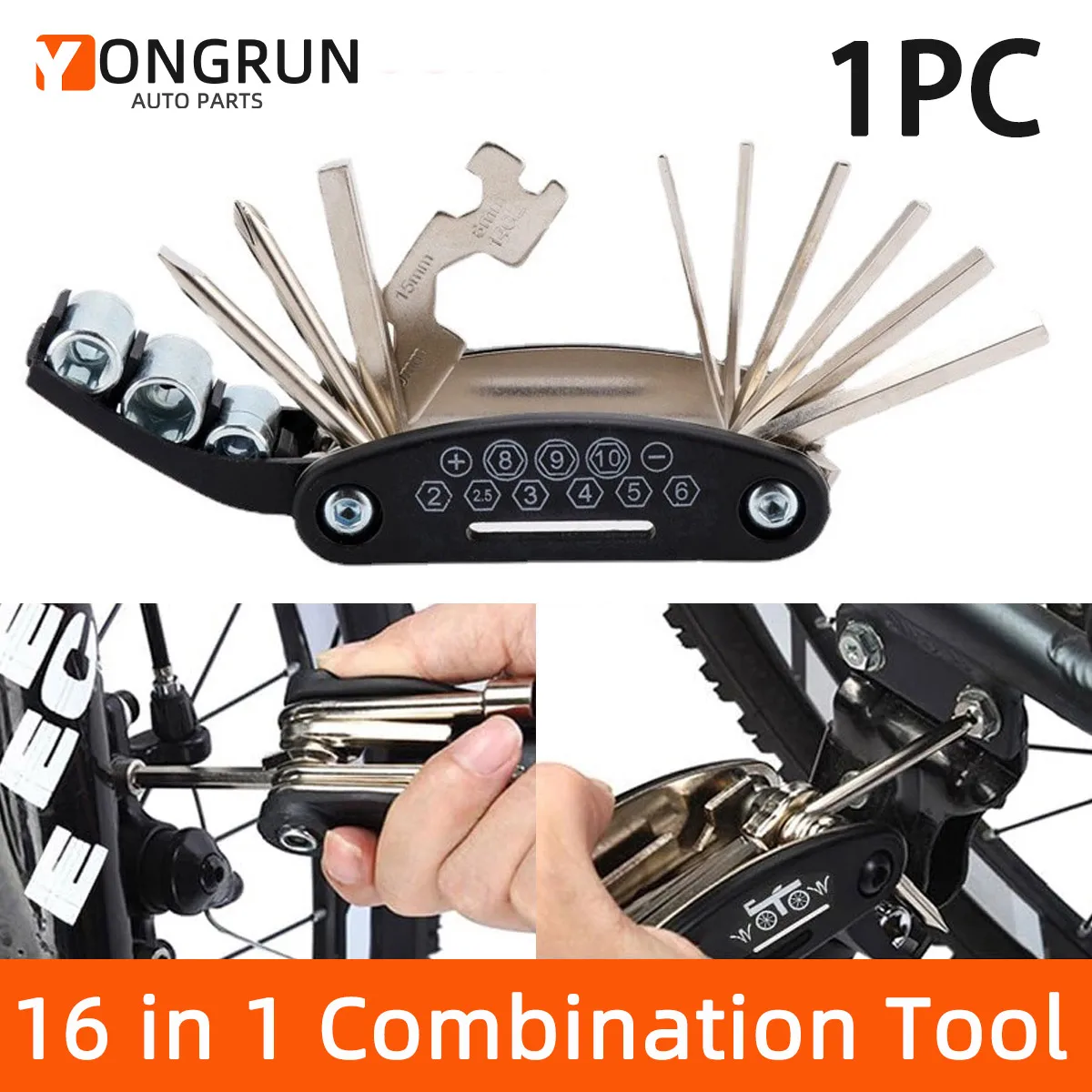 

YONGRUN Multifunctional Tool 16 In 1 Bicycle Tool Combination Bicycle Electric Bike Repair Tool Including Screwdriver Mini Tool