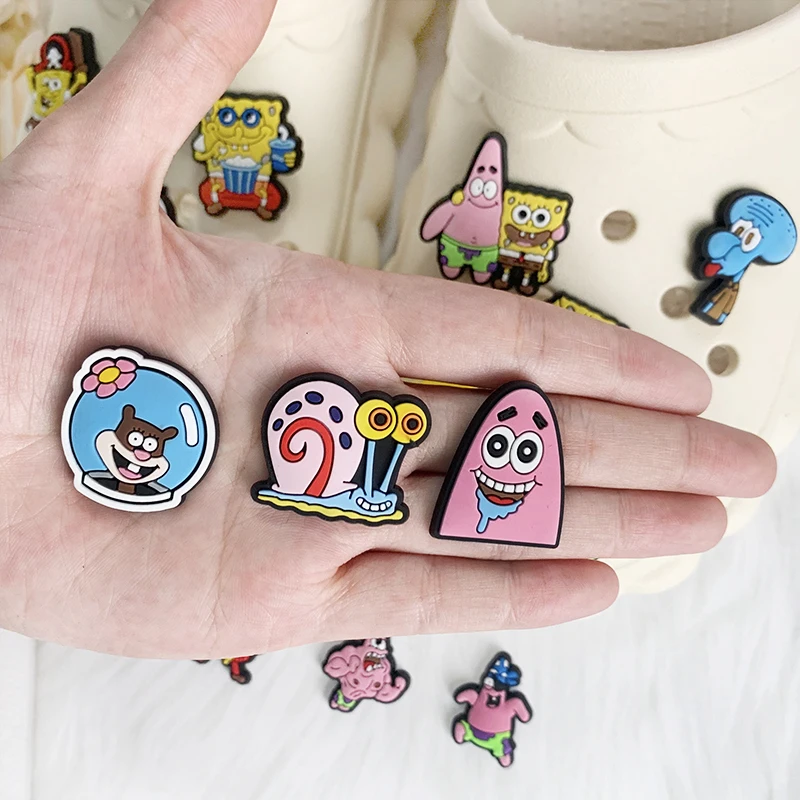1-20pcs SpongeBob SquarePants Cartoon PVC Shoe Charms DIY Decor Clogs Garden Sandals Cute Shoe Accessories Ideal Gifts for Kids - view 5