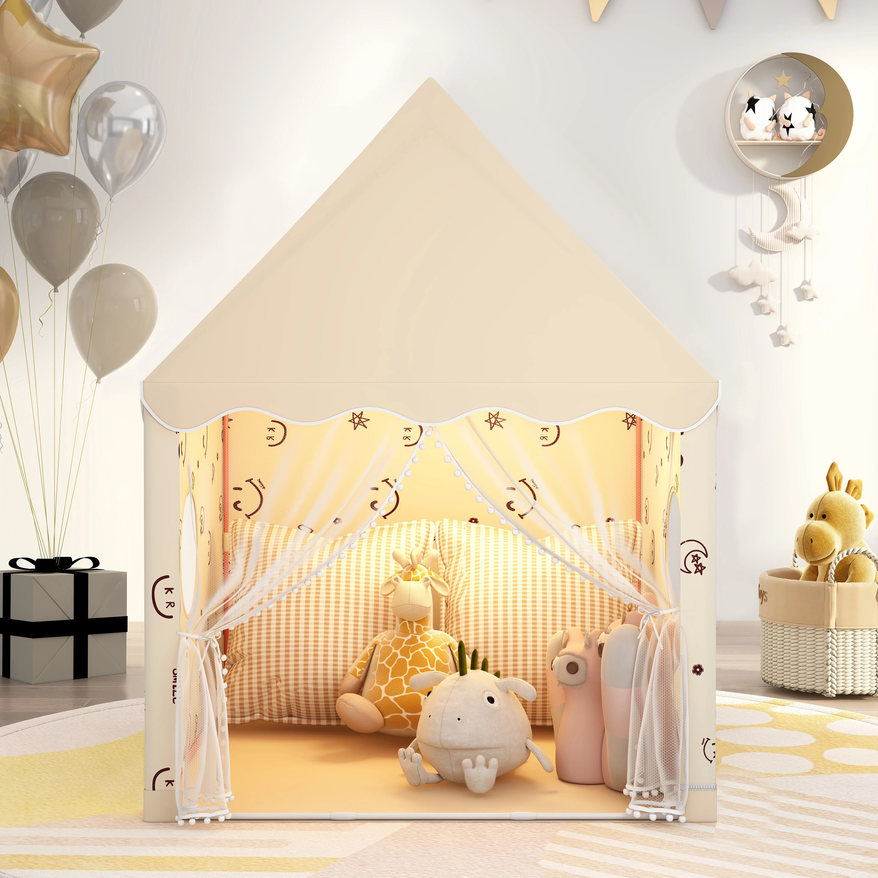 Leuke speelgoedtent voor kinderen, prinsessensprookje speelkasteel, draagbaar speelhuisje voor buiten, geweldig vakantiecadeau voor jongens en meisjes, kerstcadeau, accessoires niet inbegrepen