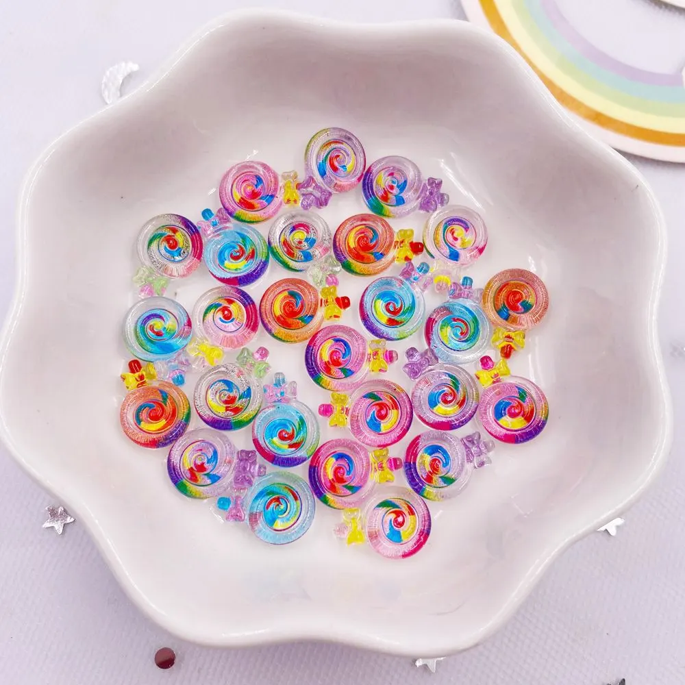 50pcs Resin Colorful Mini Cute  Crystal Lollipop Art Nail Flatback Rhinestone Figurines DIY Wedding Scrapbook Ear Studs Decor