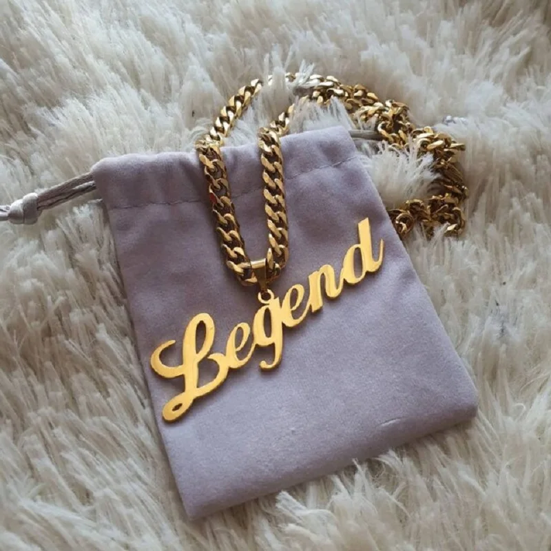 Custom Cuban Chain Name Necklace Women Men Minimalist Jewelry Stainless Steel Removable Nameplate Pendant Necklace Friends Gifts