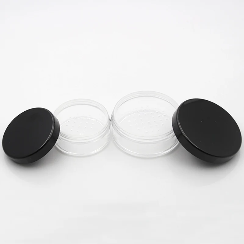 12 xRefillable Empty Powder Pot With Sieve Cosmetic Makeup Jar Container Handheld Portable Sifter with Black Cap 10g 20g 30g 50g