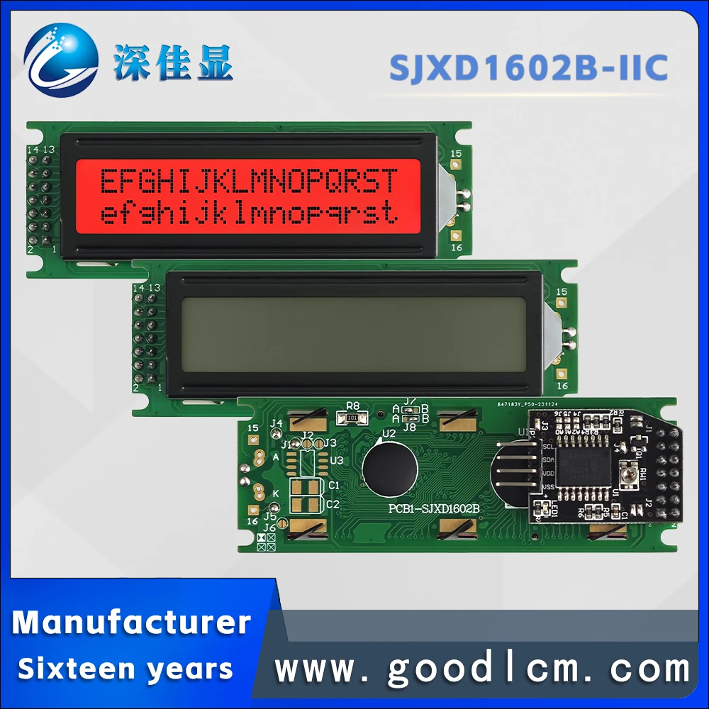 Russian character screen IIC/I2C Interface SJXD1602B-IIC FSTN Red Positive 16X2 LCD Screen Character LCM Display Module