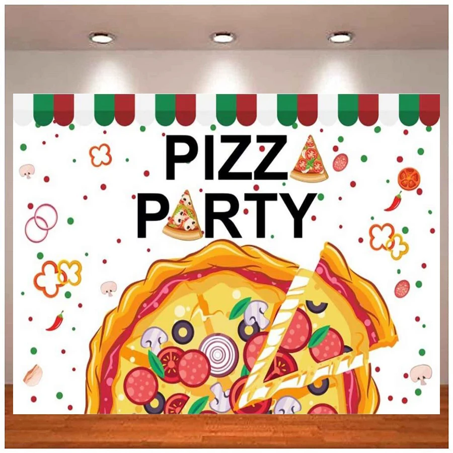 

Pizza Party Photography Backdrop For Cooking Theme Photo Background Kids Boys Girls Birthday Newborn Decor Cake Table Supplies