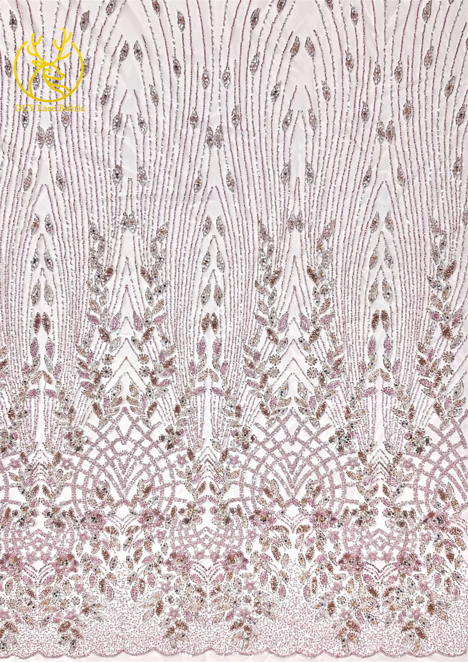5 Yards nigerianischer Perlen-Spitzenstoff 2026, neues Design, afrikanischer französischer Pailletten-Spitzenstoff, geeignet für Damen-Hochzeits-Party-Kleider – Detail 7