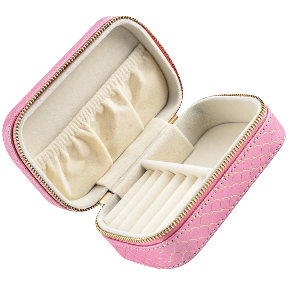 Portable Travel Jewelry Box Small Zipper Design Jewelry Organizer Case for Rings Earrings Necklaces Storage Organizer Box