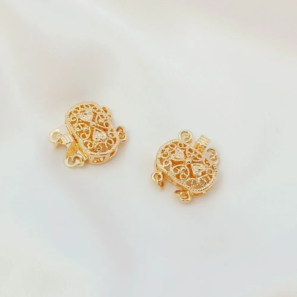 

14K Gold-encrusted Double-row Clasp DIY Handmade Pearl Necklace, Ending Connecting Clasp, Jewelry Button Accessory