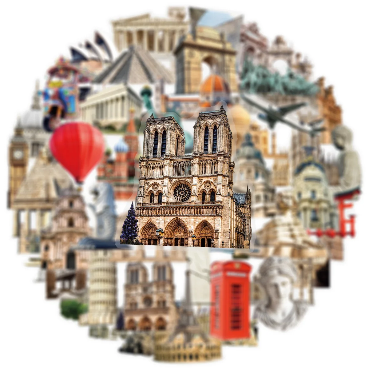 10/50PCS Architectural Landmarks Graffiti Stickers World Renowned Sticker for Phone Computer Notebook Stationery DIY Toys Secret