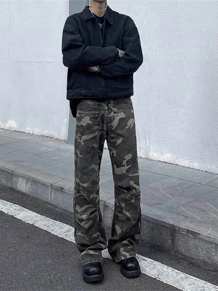 

Мужские джинсы в стиле американской уличной моды, камуфляжные, для весны и осени, для активного отдыха, работы, трендовые, крутые, уличная одежда