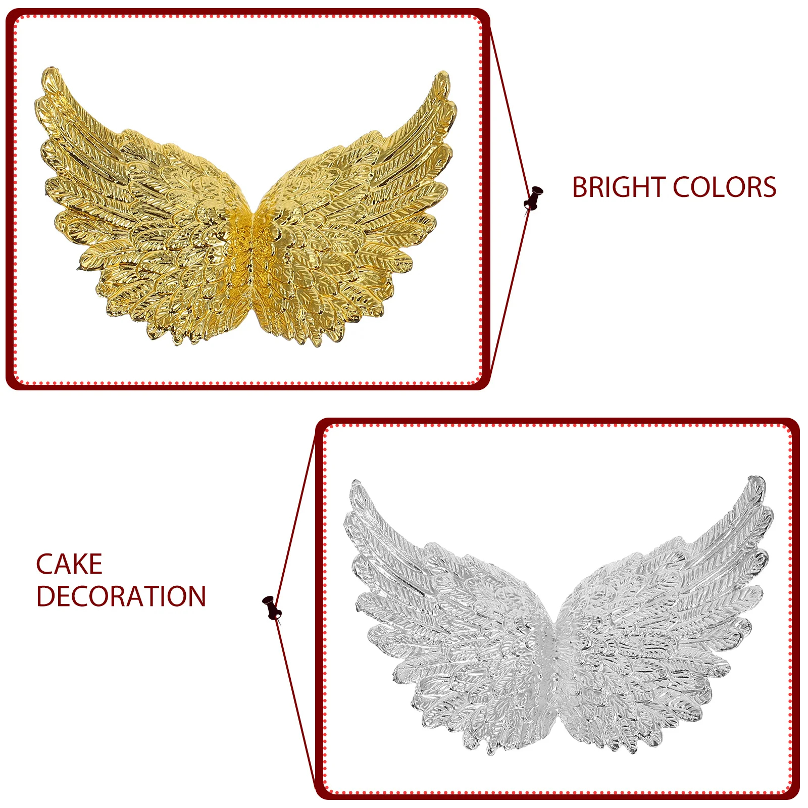 Mini ailes d'ange décoratives, 24 pièces, pour bricolage, ornements de gâteaux, accessoires artisanaux pour fête d'anniversaire et de mariage, décoration d'aile