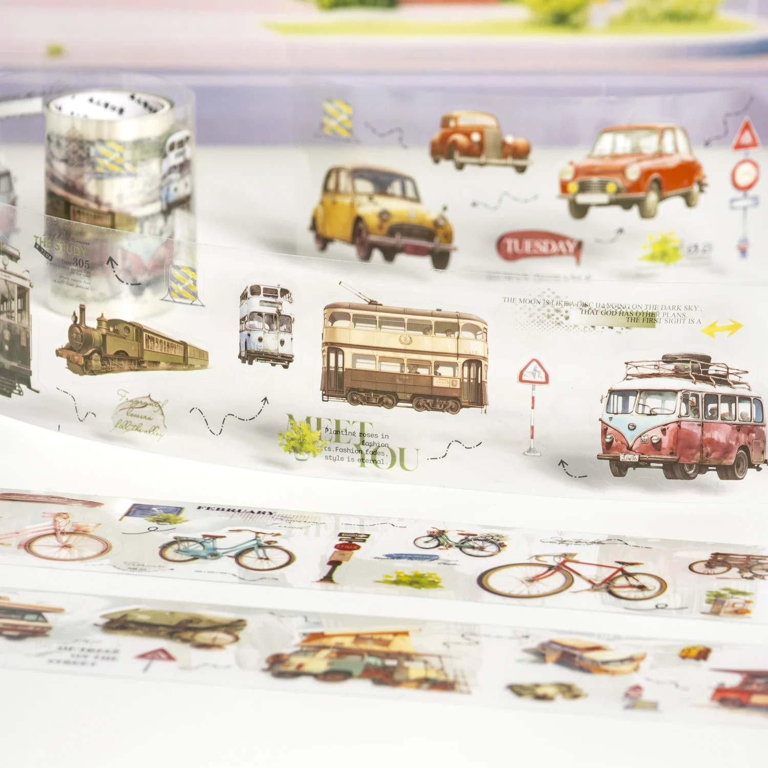 

60 мм * 200 см серия «Влюбиться пути», винтажная дорожная автомобильная пейзажная лента для домашних животных, креативный материал для журнала «сделай сам», канцелярские принадлежности для коллажа