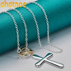 925 Sterling Silver 16-30 Inch Chain Glossy Cross Pendant Necklace For Man Women Engagement Wedding Fashion Charm Jewelry