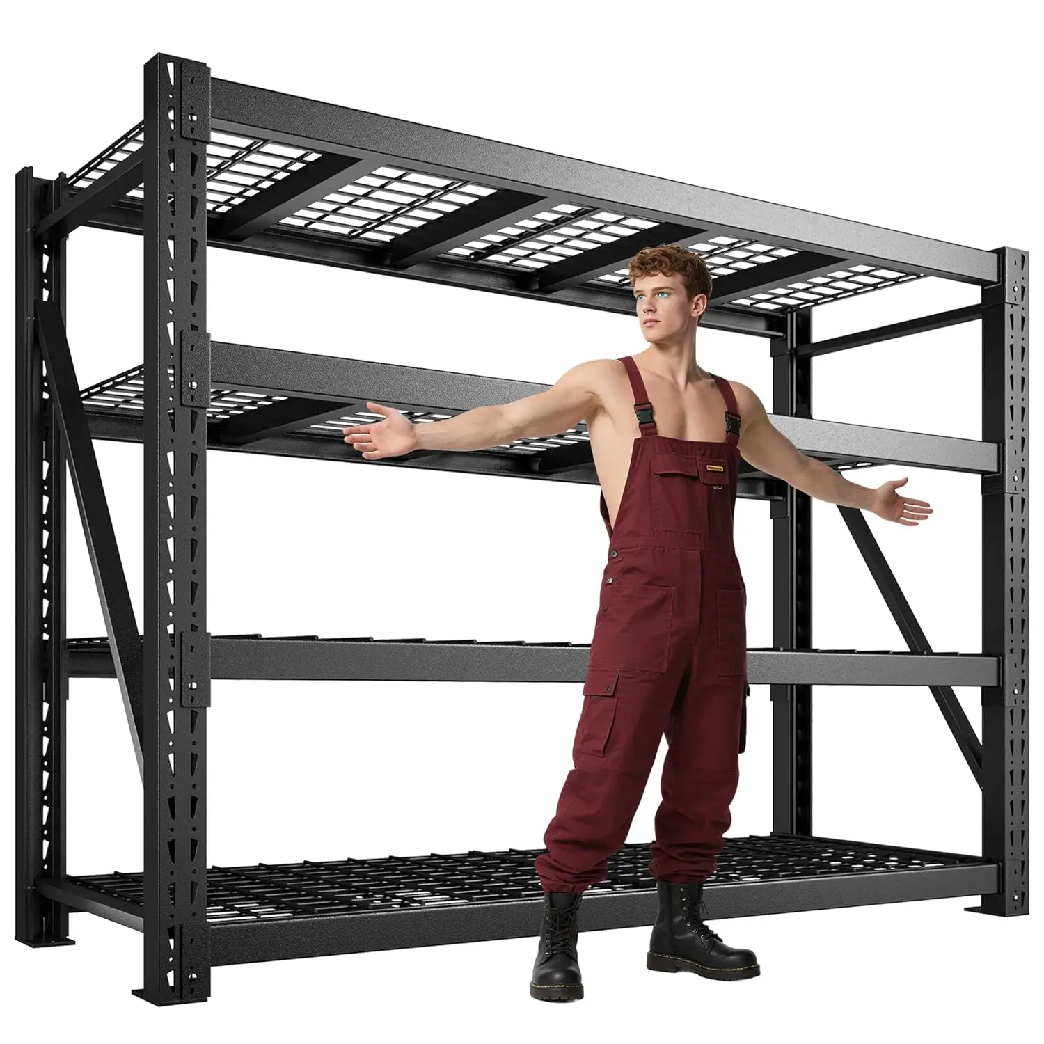

9400LBS Industrial Garage Shelving Heavy Duty Storage Shelves Metal Shelving Unit 4Tire Shelving Unit,Adjustable, Customized