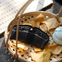 Chinese Inlaid Pearl Double-Sided Carved Purple Light Sandalwood Comb Decorative