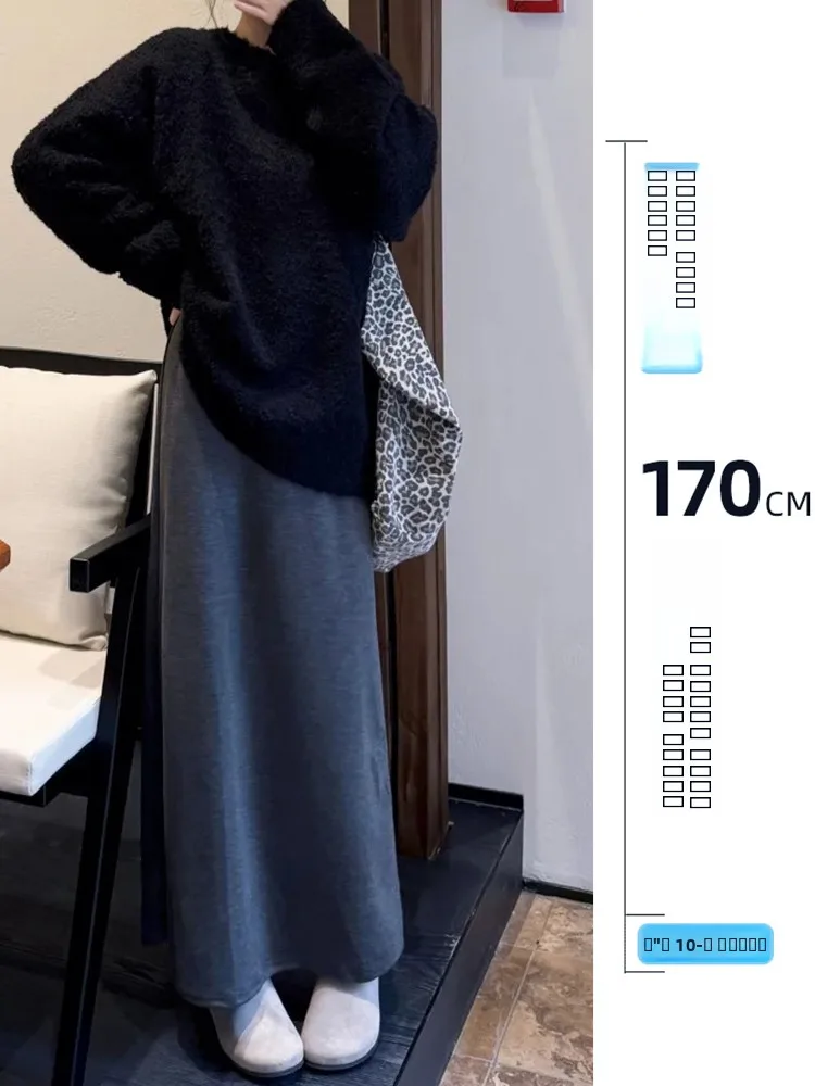 

Длинная струящаяся юбка Deep ey для женщин, осенне-зимняя, приталенная, А-силуэт, с запахом, с высокой талией, в корейском стиле