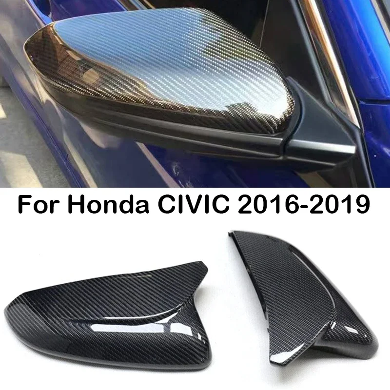 

Real Carbon Fiber Car Rearview Side Mirror Covers Caps For Honda Civic 10th 2016 2017 2018 2019 2020 Replacement