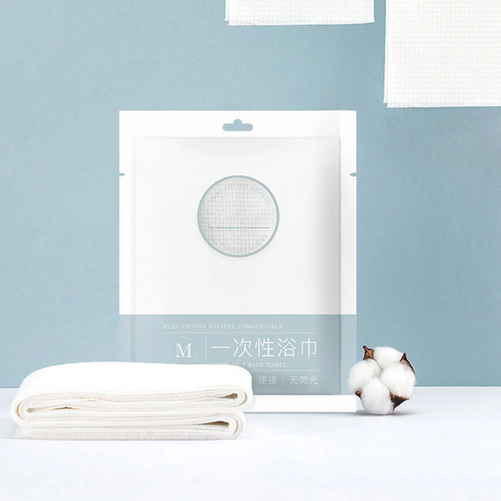 

2Pcs Disposable Bath Towel Safe Use Convenient Shower Hotel Flat Cotton Lightweight Hygienic Design Independent Packaging Thick