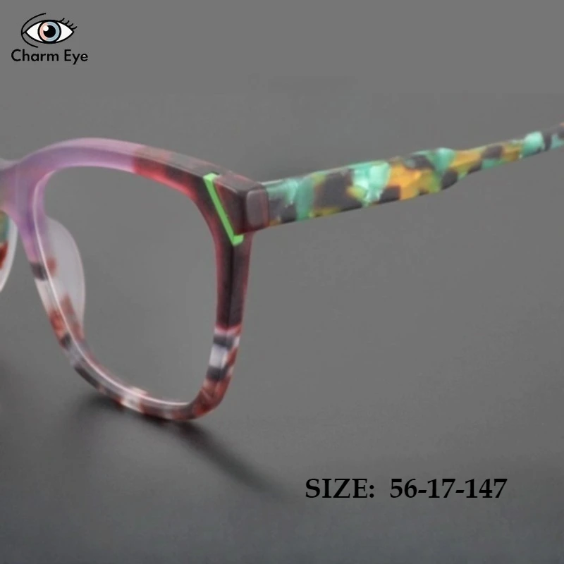 

New Cat Eye Glasses for Men Large Face Frame Fashion Color Blocked Acetate Eyeglass Frames Men Retro Myopia Prescription Eyewear
