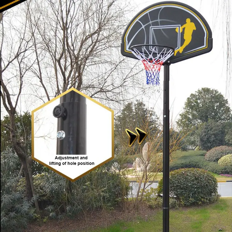 Cerchio da basket a doppia molla con tabellone in PE, canestro da basket da esterno portatile regolabile in altezza per interni per bambini