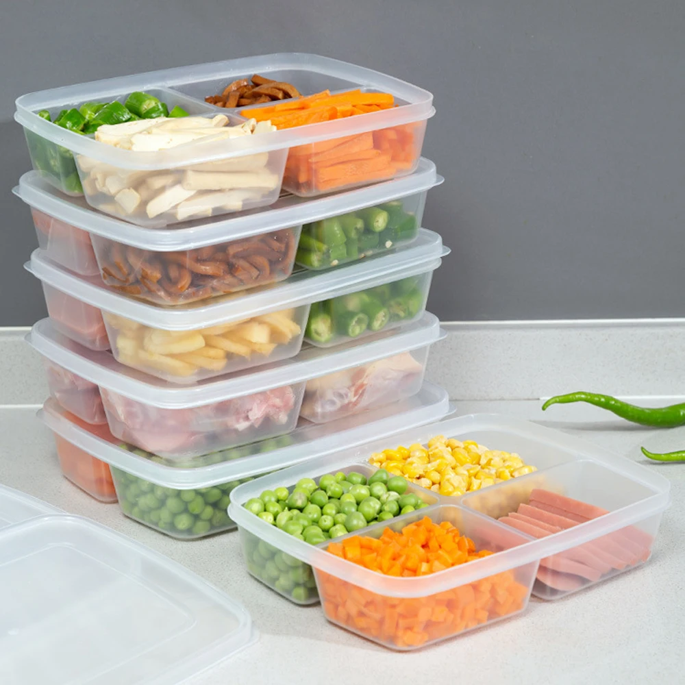 4 Refrigerator Storage Box Packed Meal Crisper Food Grade Sealed Food Frozen Meat Four-Compartment Refrigerated Storage