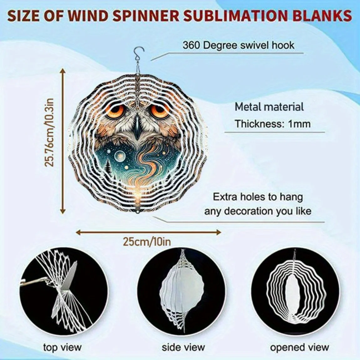 2D Metal Owl Wind Chime (Dynamic Wind Spinner, Vibrant Nature Patterns) | Outdoor Decor | Ideal Halloween & Christmas Gift