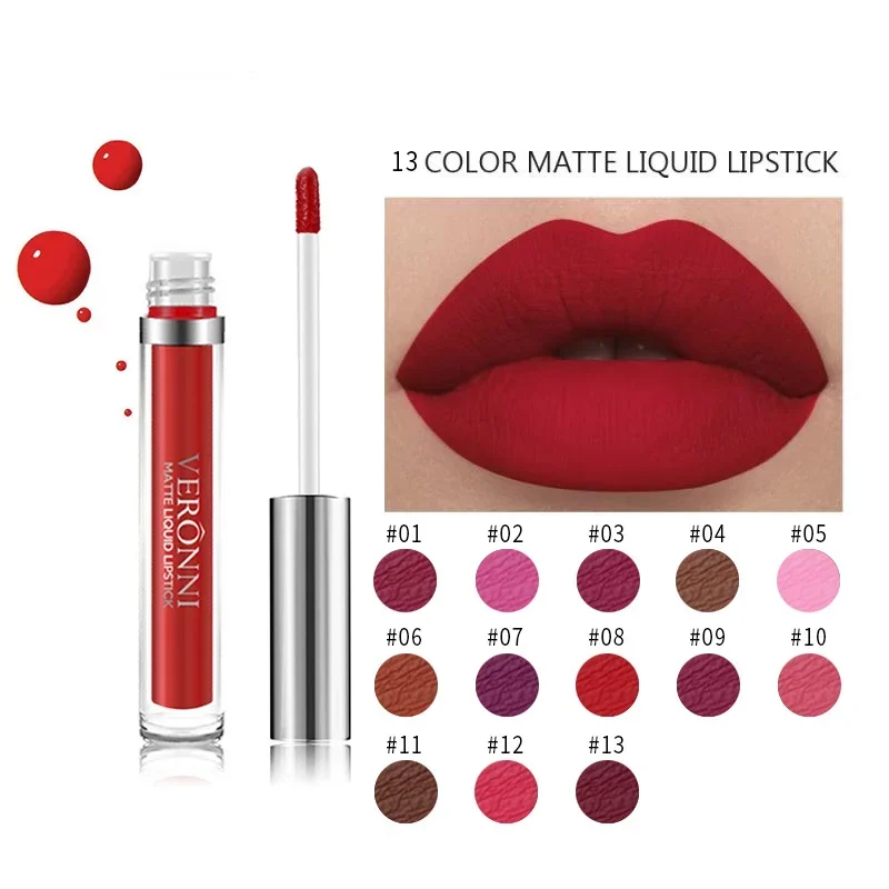 13 Colorful Matte Sexy Liquid Lipstick Long Lasting Waterproof Lip Cosmetic Keep 24 Hours Lip Makeup Velvet Lip Gloss for Women