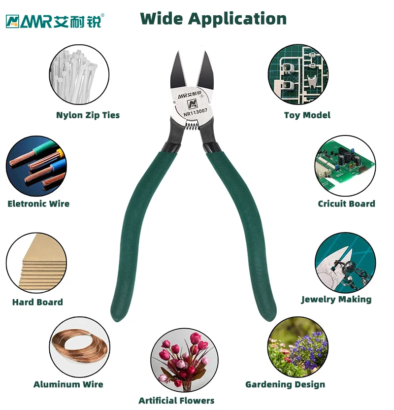 AMR CR-V Plastic pliers 7inch Nippers Electrical Wire Cable Cutters Diagonal pliers for Jewelry Home Tool