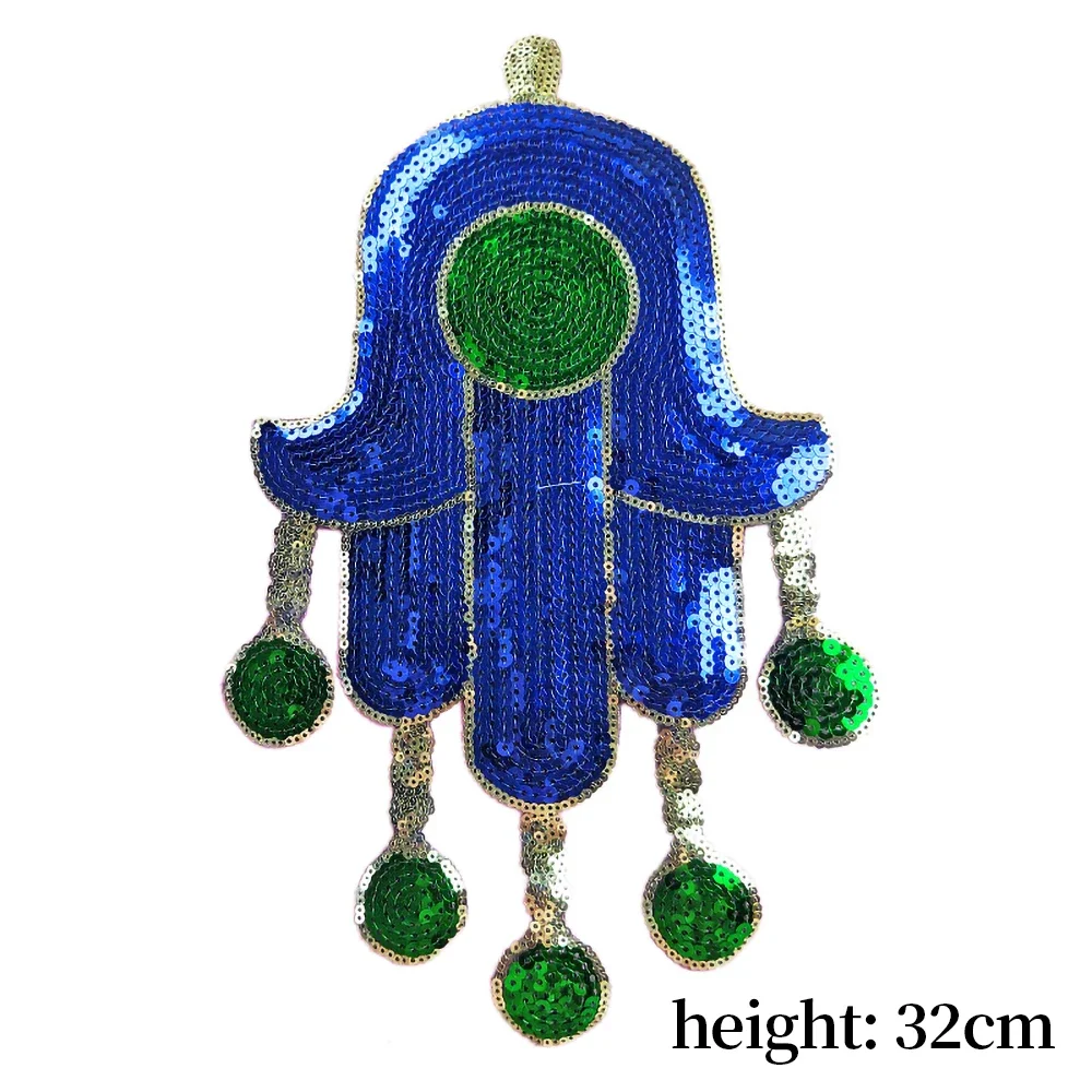 Sequins Embroidered Patch Fashion Elements Cartoon Eyes Palms Patch DIY Embroidered Applique Decoration Repair Iron on Patches