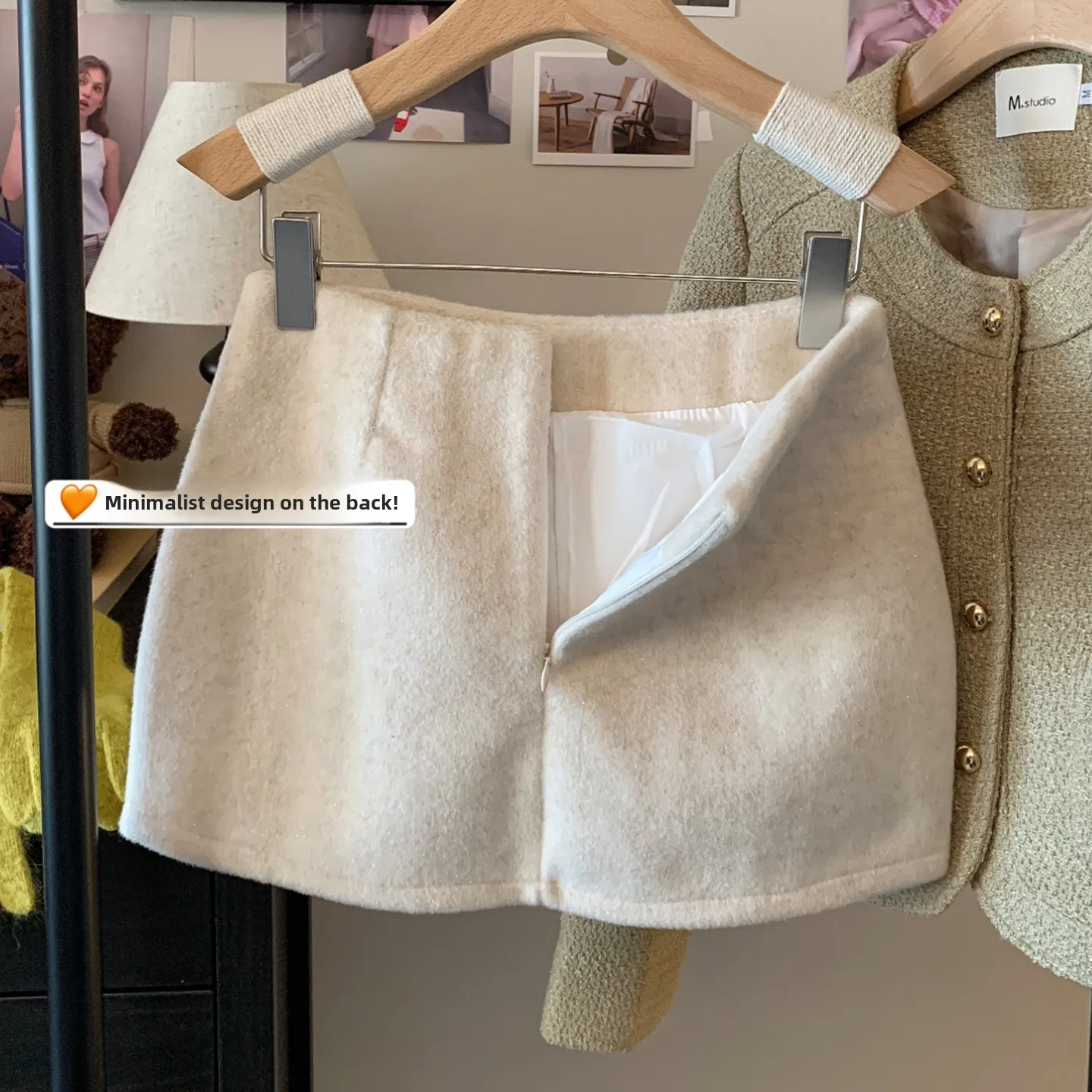 Hohe Taille Tweed Rock frauen Einfache Wrap um Rock Herbst Winter Neue Sle Pendeln Koreanische Sle Polyester Faser