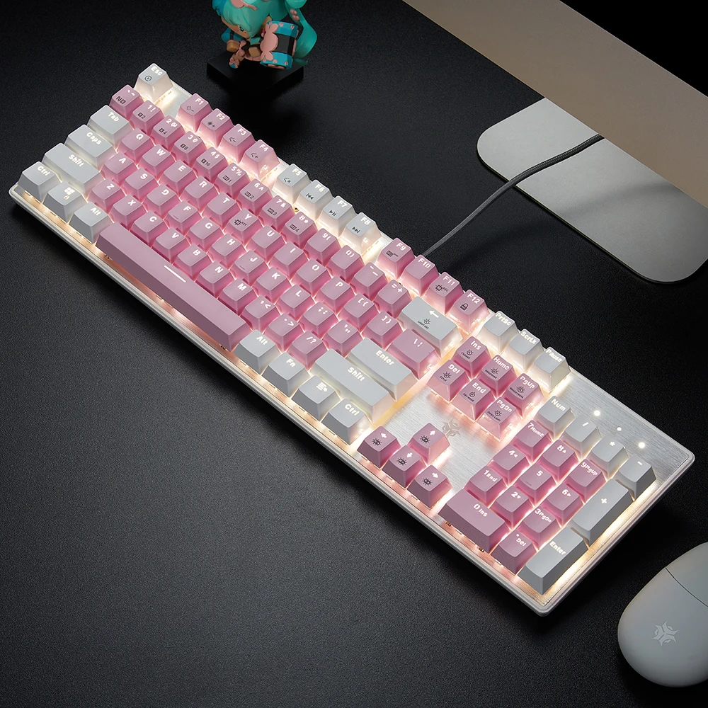 HEXGEARS GK715 Mechanical Keyboard 104keys Hot Swap Gasket Muffler Structure White Backlight Macro Defined Wired Gaming Keyboard