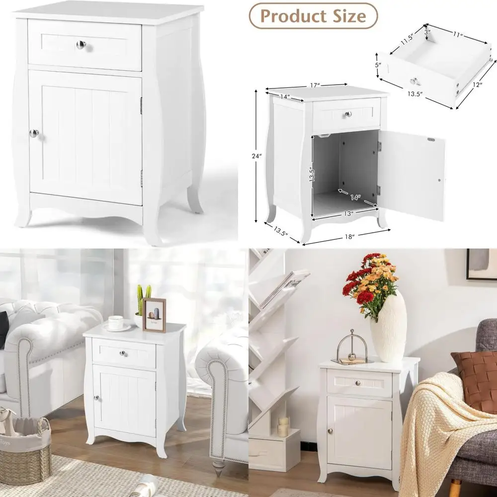 

Белая тумбочка с изогнутыми ножками, ящик, боковой столик, акцентная мебель для дивана