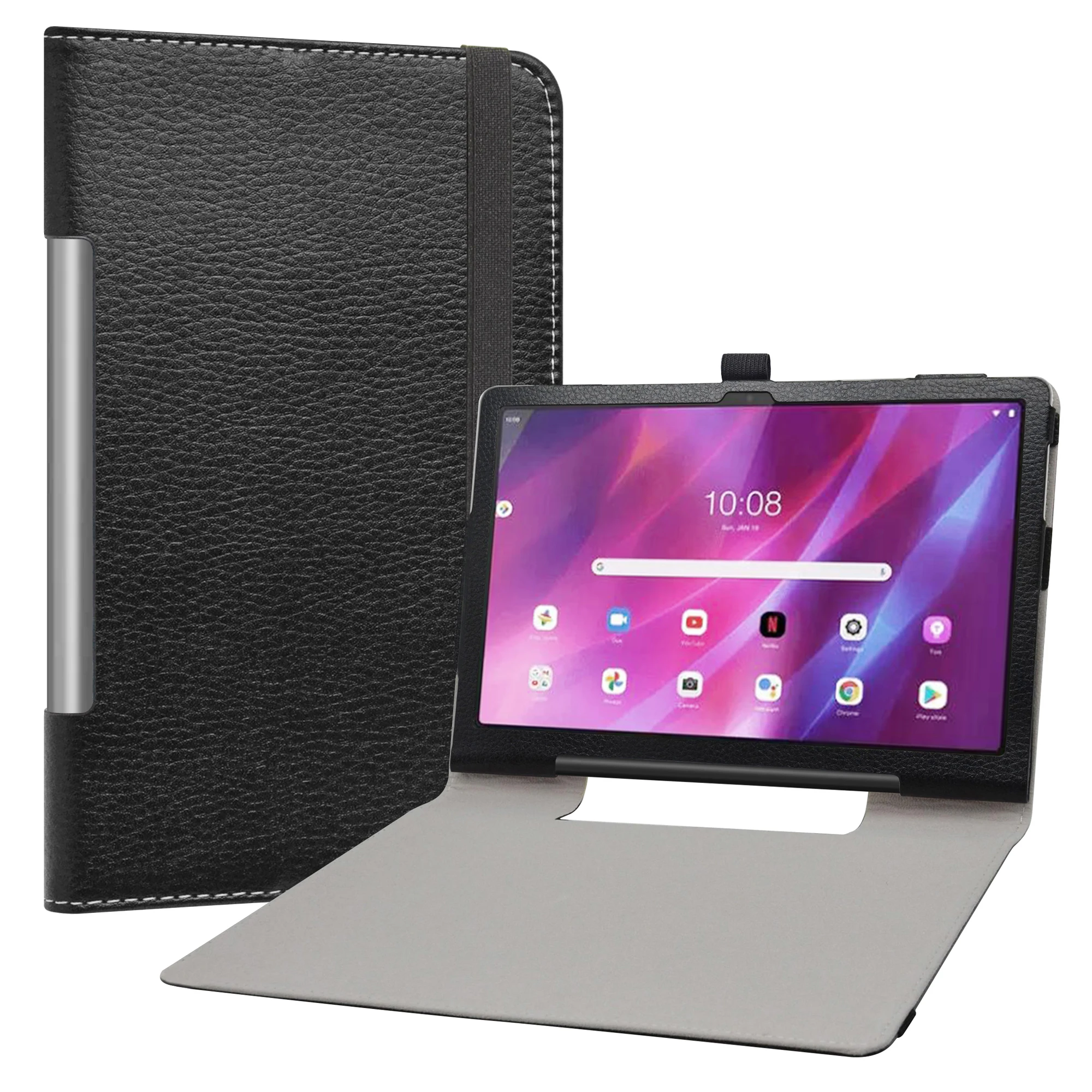 

Tablet Case For 11" Lenovo Yoga Tab 11 (YT-J706F) Folding Stand PU Leather Cover with Elastic Closure