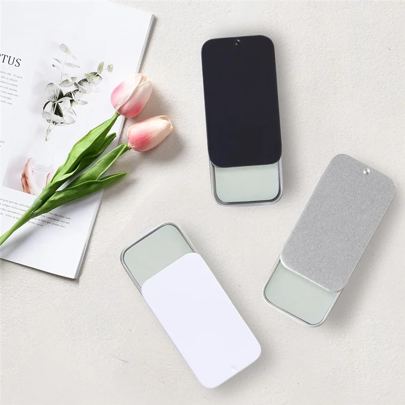 15 قطعة من حاويات القصدير العلوية المنزلقة صناديق تخزين حاويات معدنية صغيرة مع غطاء للعناصر الصغيرة (أسود أبيض فضي)-B61B