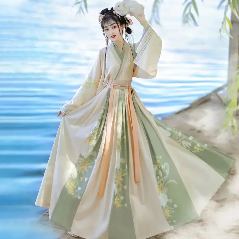 

Original Flower Chinese Traditional Hanfu Costume Woman Ancient Fairy Dress Lady Elegance Han Dynasty Cosplay Clothing Stage